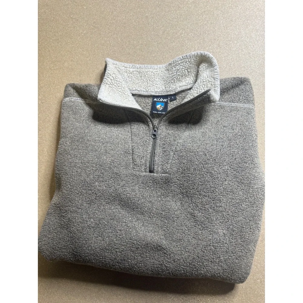 KUHL‎ Mens Fleece Quarter Zip Pullover Sweater - Lightweight Gray Large